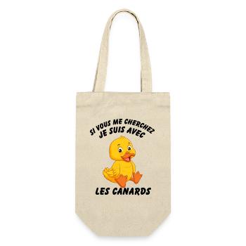 Wenn du mich suchst, bin ich bei den Enten - Geschenkbeutel für Flaschen - Natur - Vorne