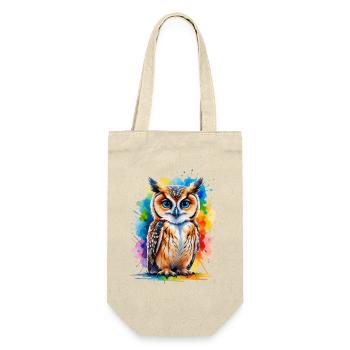 Portrait de hibou à l’aquarelle - Sac à bouteille - nature - Devant