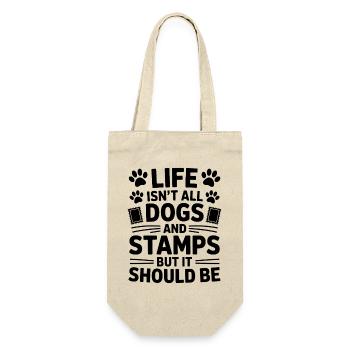 Briefmarken Spruch Hund Witz Briefmarken Geschenk - Geschenkbeutel für Flaschen - Natur - Vorne