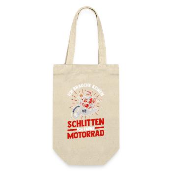 Weihnachtsmann Biker Motorrad Weihnachten - Geschenkbeutel für Flaschen - Natur - Vorne