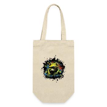 Farbklecks Frosch Neon Stil - Geschenkbeutel für Flaschen - Natur - Vorne