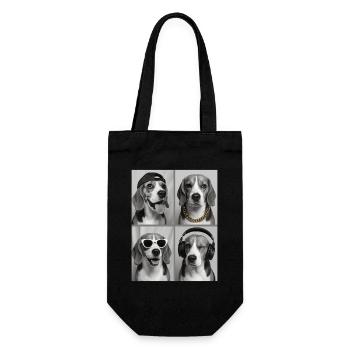 Beagle - Geschenkbeutel für Flaschen - Schwarz - Vorne