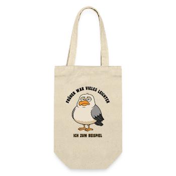 Früher war vieles leichter - Möwe Spruch - Geschenkbeutel für Flaschen - Natur - Vorne