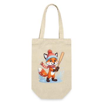 Winterfuchs Illustration mit Mütze und Schal - Geschenkbeutel für Flaschen - Natur - Vorne