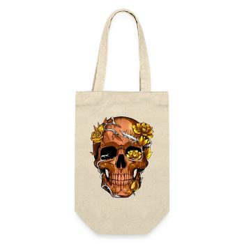 Golden Barbed Wire Floral Skull - Gift Bag for Bottles - nature - Front