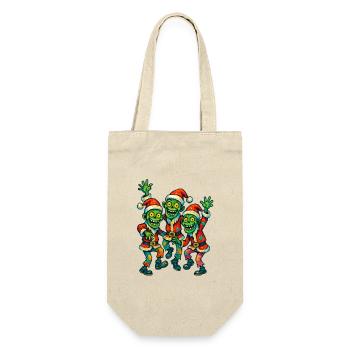 Lustige Weihnachts-Zombies im Weihnachtsmannhut - Geschenkbeutel für Flaschen - Natur - Vorne