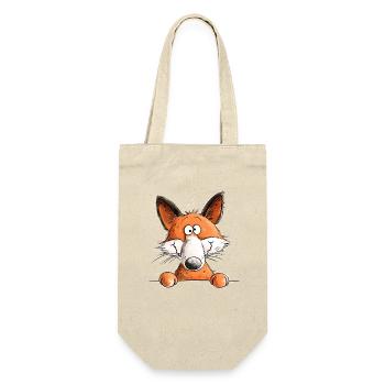 Lustiger Fuchs Cartoon Waldtier Tiermotiv - Geschenkbeutel für Flaschen - Natur - Vorne