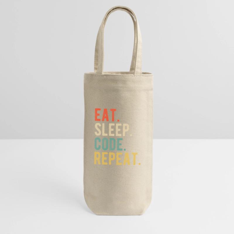 Eat Sleep Code Repeat Programmer Nerd Retro Sac à bouteille