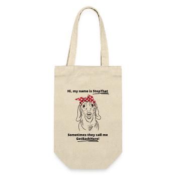 Citation drôle de maman de chien teckel et bandana Arrête ça - Sac à bouteille - nature - Devant