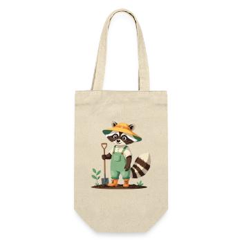 Gärtner-Waschbär Illustration Süß - Geschenkbeutel für Flaschen - Natur - Vorne