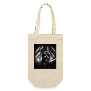 Katze Musik Heavy Metal Katzen Geschenkidee Lustig - Geschenkbeutel für Flaschen - Natur - Vorne