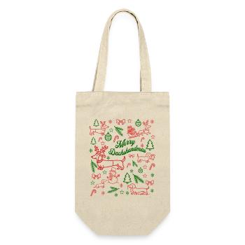 Dachshund Christmas Pattern - Gift Bag for Bottles - nature - Front