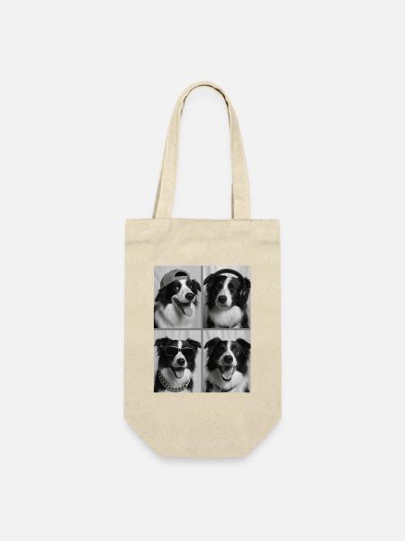 Border Collie - Geschenkbeutel für Flaschen - Natur