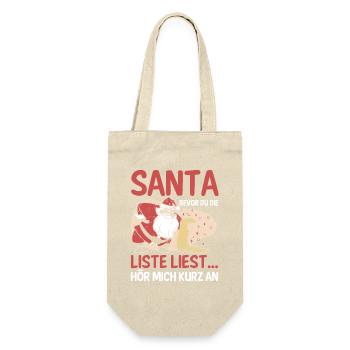 Weihnachtsmann Weihnachtszeit Unartig Weihnachts - Geschenkbeutel für Flaschen - Natur - Vorne