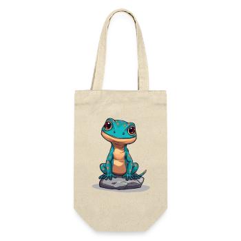 Niedlicher Gecko auf einem Stein - Geschenkbeutel für Flaschen - Natur - Vorne
