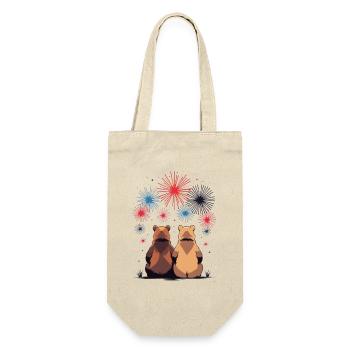 Zwei Bären beim Feuerwerk - Geschenkbeutel für Flaschen - Natur - Vorne