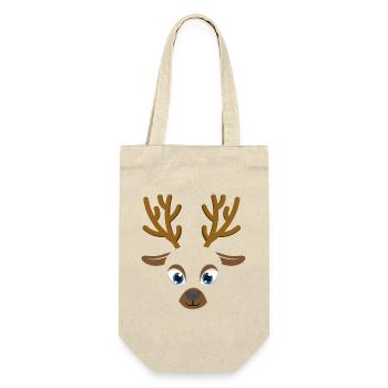 Rentiergesicht niedliches Weihnachts-Weihnachtstier - Geschenkbeutel für Flaschen - Natur - Vorne