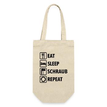 Eat Sleep Schraub Repeat - Schrauber Mechaniker - Geschenkbeutel für Flaschen - Natur - Vorne