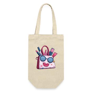 Cosmetic Bag with Sunglasses Charm - Gift Bag for Bottles - nature - Front