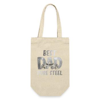 Best Dad Pure Steel - Geschenkbeutel für Flaschen - Natur - Vorne