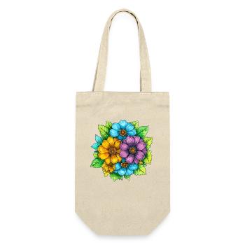 Vibrant Color Flowers Bouquet - Gift Bag for Bottles - nature - Front