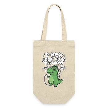 T-Rex Jumping Rope - Funny Dino Sport - Gift Bag for Bottles - nature - Front