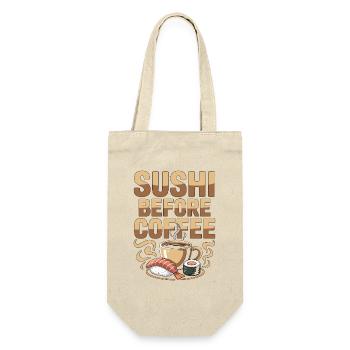 Sushi Before Coffee Japanese Food Coffee Lover - Geschenkbeutel für Flaschen - Natur - Vorne