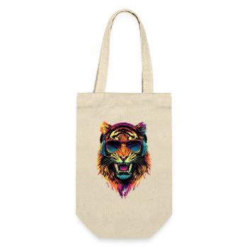 Säbelzahntiger Smilodon Raubkatze Säbelzahn Tiger - Geschenkbeutel für Flaschen - Natur - Vorne