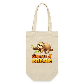 Faulpelz Faultier Gimme A Break Design - Geschenkbeutel für Flaschen - Natur - Vorne