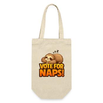 Vote For Naps Schläfer Faultier Design - Geschenkbeutel für Flaschen - Natur - Vorne