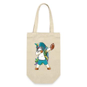 Lustiges Dabbing Football Unicorn Rainbow Sportgeschenk - Geschenkbeutel für Flaschen - Natur - Vorne