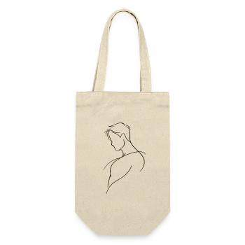 Silent Male Silhouette in Minimal Flowing Line - Gift Bag for Bottles - nature - Front