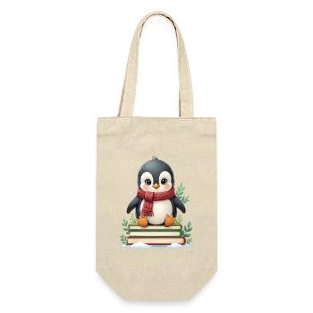Penguin on reading pile in winter - Gift Bag for Bottles - nature - Front