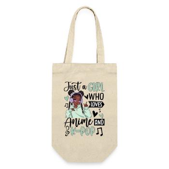 Just A Girl Who Loves Anime And K-Pop - Geschenkbeutel für Flaschen - Natur - Vorne