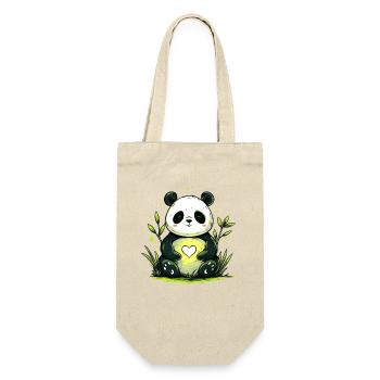 Panda with heart in the countryside - Gift Bag for Bottles - nature - Front