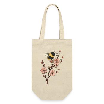 Lustige Bienen- und Kirschblüten-Illustration - Geschenkbeutel für Flaschen - Natur - Vorne
