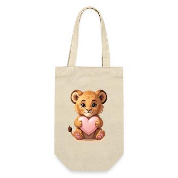 Cuddly lion cub with heart - Gift Bag for Bottles - nature - Front