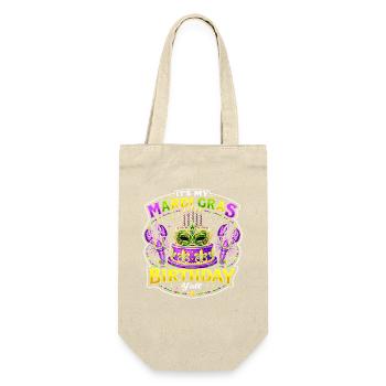 Mardi Gras Geburtstag Maske - Geschenkbeutel für Flaschen - Natur - Vorne
