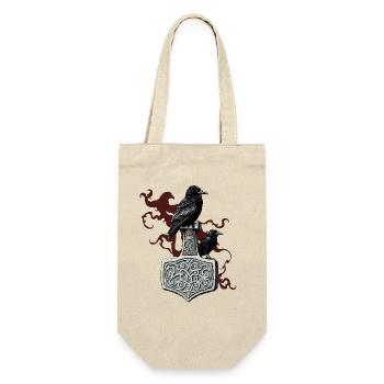 Wikinger Viking Legende Seemann Odin Rabe Kämpfer - Geschenkbeutel für Flaschen - Natur - Vorne
