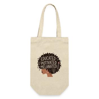 Gebildete, motivierte, melanierte Afro-Frau - Geschenkbeutel für Flaschen - Natur - Vorne