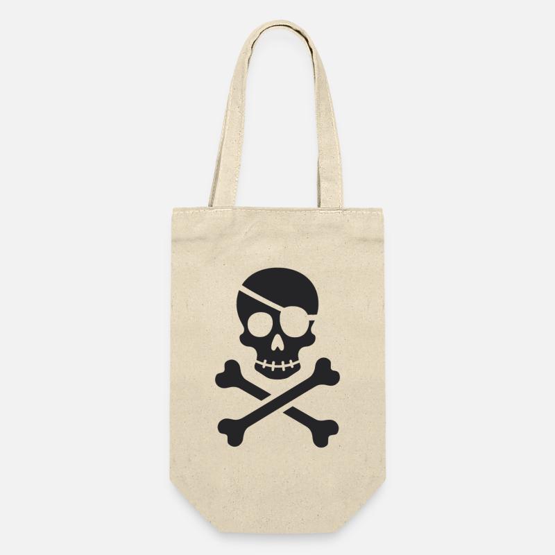 Classic Jolly Roger Pirate Skull - Gift Bag for Bottles - nature