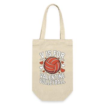 V ist für Valentine Volleyball - Geschenkbeutel für Flaschen - Natur - Vorne