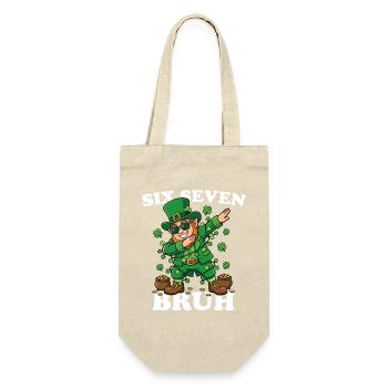 Six Seven Bruh Dabbing Leprechaun 6 7 Fun 6-7 - Gift Bag for Bottles - nature - Front