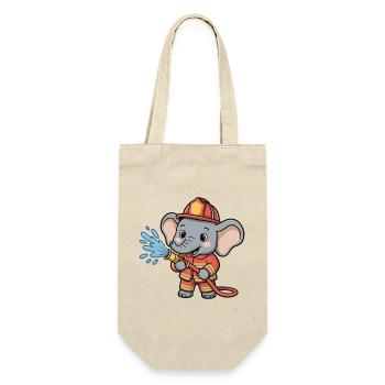 Feuerwehr elefant Schlauchspritzer - Geschenkbeutel für Flaschen - Natur - Vorne