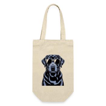 Schwarzer Labrador  - Geschenkbeutel für Flaschen - Natur - Vorne