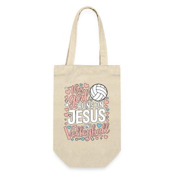 Dieses Mädchen liebt Jesus & Volleyball - Geschenkbeutel für Flaschen - Natur - Vorne