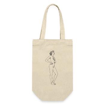 Elegant Nude Drawing Female Silhouette - Gift Bag for Bottles - nature - Front