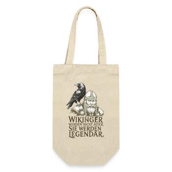 Wikinger Viking Legende Seemann Odin Rabe Kämpfer - Geschenkbeutel für Flaschen - Natur - Vorne