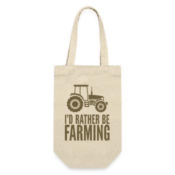 Traktor Fan Spruch I'D RATHER BE FARMING - Geschenkbeutel für Flaschen - Natur - Vorne