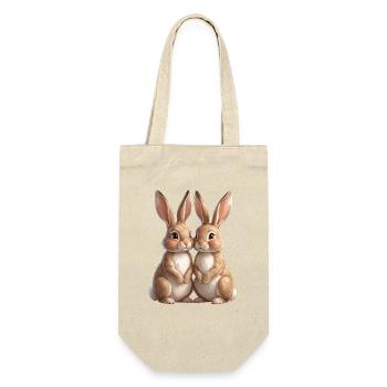 Rabbit Duo Cuddle Picture - Gift Bag for Bottles - nature - Front